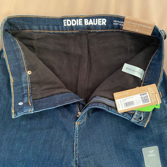 Eddie Bauer Voyager Fleece-Lined High-Rise Jeans - Slim Straight 10Tall - Picture 2 of 9